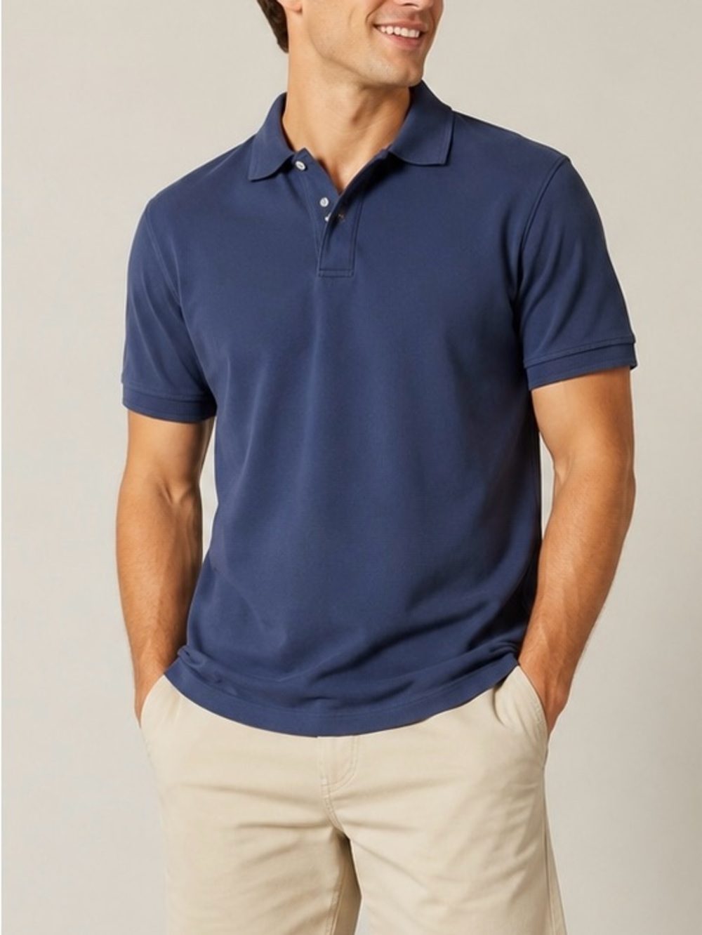 L.L. Bean Blue Short-Sleeve Polo